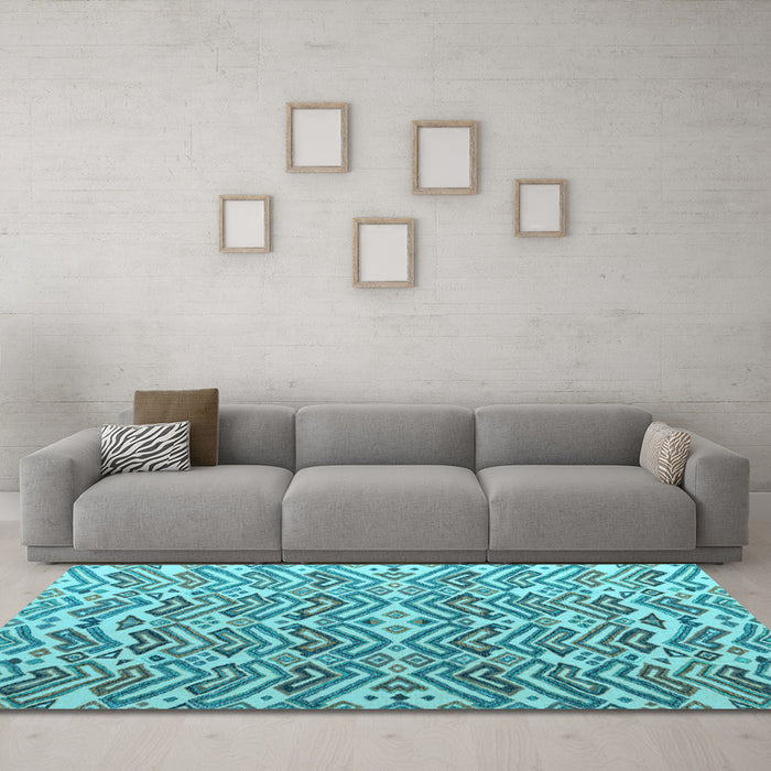 Machine Washable Abstract Light Blue Modern Rug in a Living Room, wshabs4877lblu
