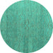 Round Machine Washable Abstract Turquoise Modern Area Rugs, wshabs4878turq