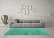 Machine Washable Abstract Turquoise Modern Area Rugs in a Living Room,, wshabs4878turq