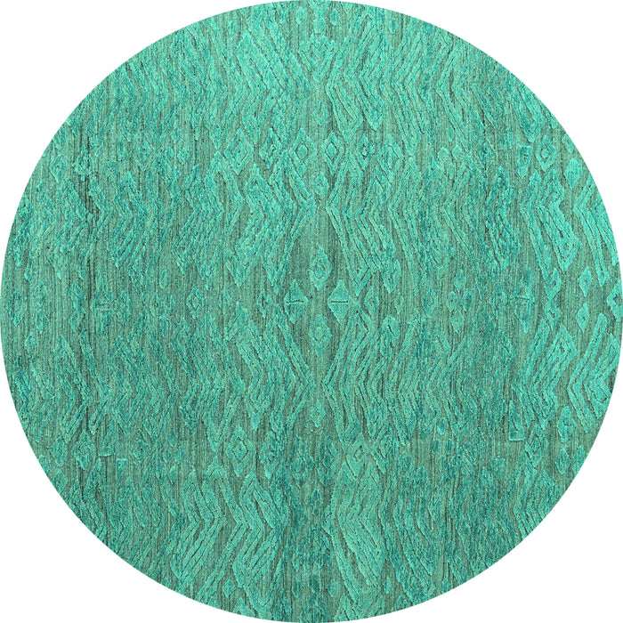 Round Abstract Turquoise Modern Rug, abs4878turq