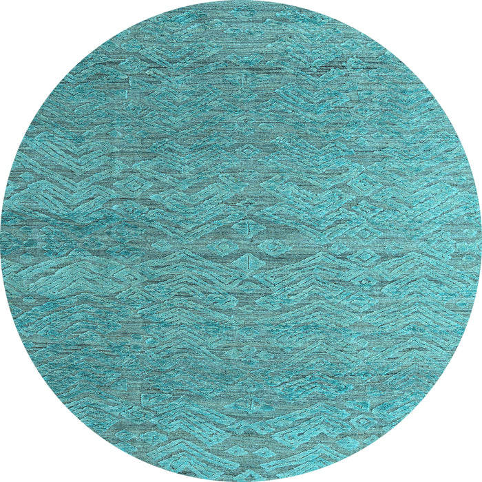 Round Abstract Light Blue Modern Rug, abs4878lblu