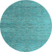 Round Abstract Light Blue Modern Rug, abs4878lblu