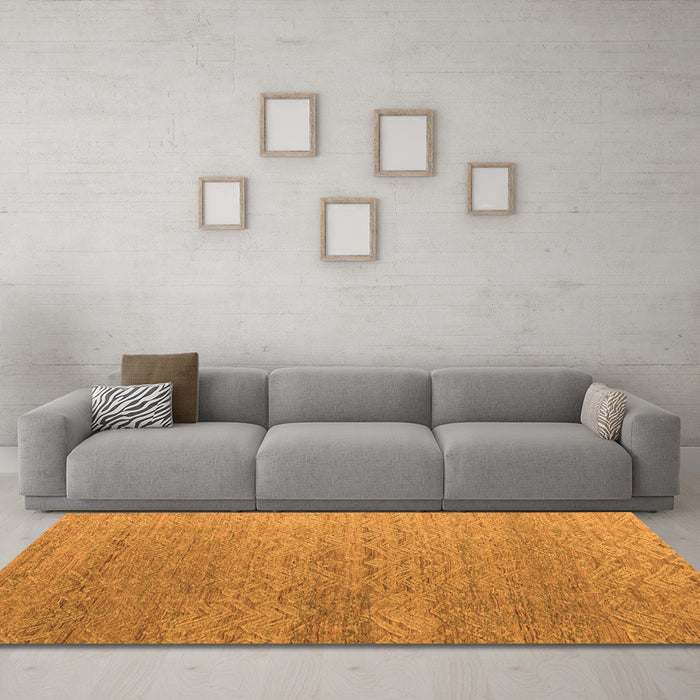 Machine Washable Abstract Orange Modern Area Rugs in a Living Room, wshabs4878org