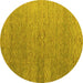 Round Abstract Yellow Modern Rug, abs4878yw