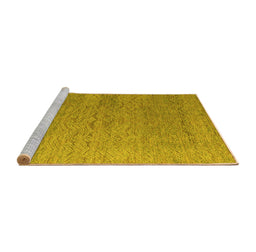 Sideview of Machine Washable Abstract Yellow Modern Rug, wshabs4878yw