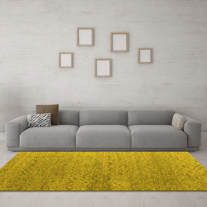 Machine Washable Abstract Yellow Modern Rug in a Living Room, wshabs4878yw