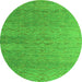 Round Abstract Green Modern Rug, abs4878grn