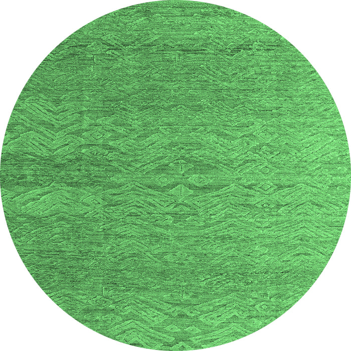Round Abstract Emerald Green Modern Rug, abs4878emgrn