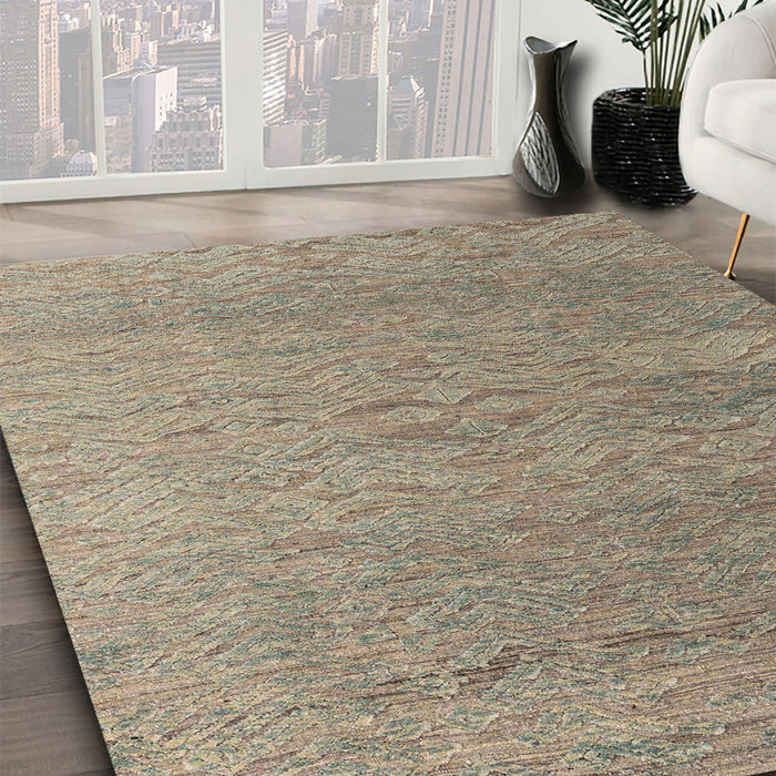 Machine Washable Abstract Dark Moccasin Green Rug in a Family Room, wshabs4878