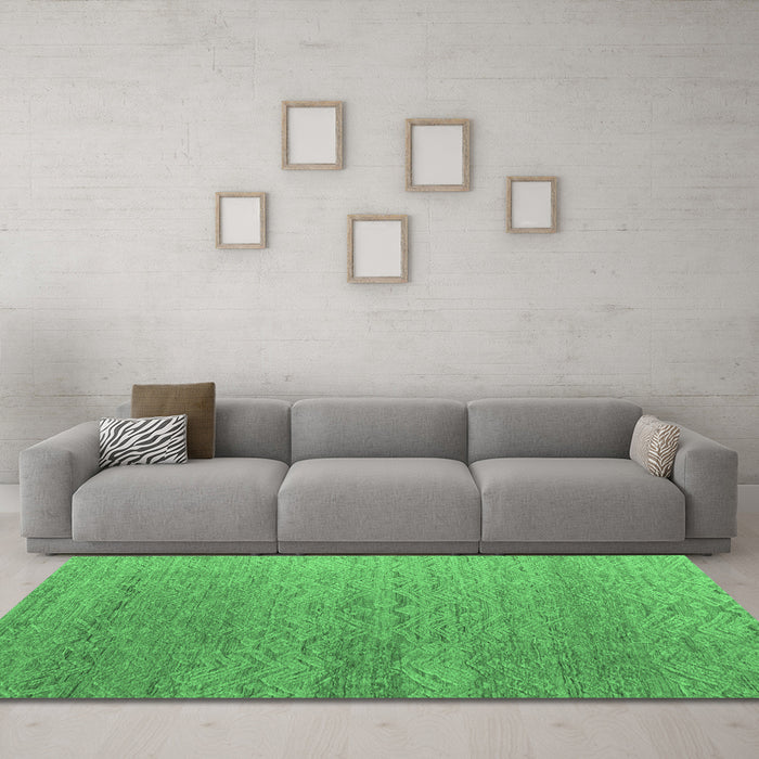 Machine Washable Abstract Emerald Green Modern Area Rugs in a Living Room,, wshabs4878emgrn