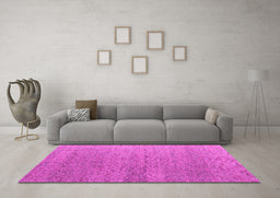 Machine Washable Abstract Pink Modern Rug in a Living Room, wshabs4878pnk