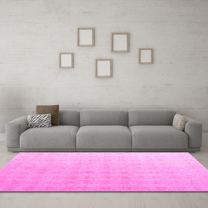 Machine Washable Abstract Pink Modern Rug in a Living Room, wshabs4879pnk
