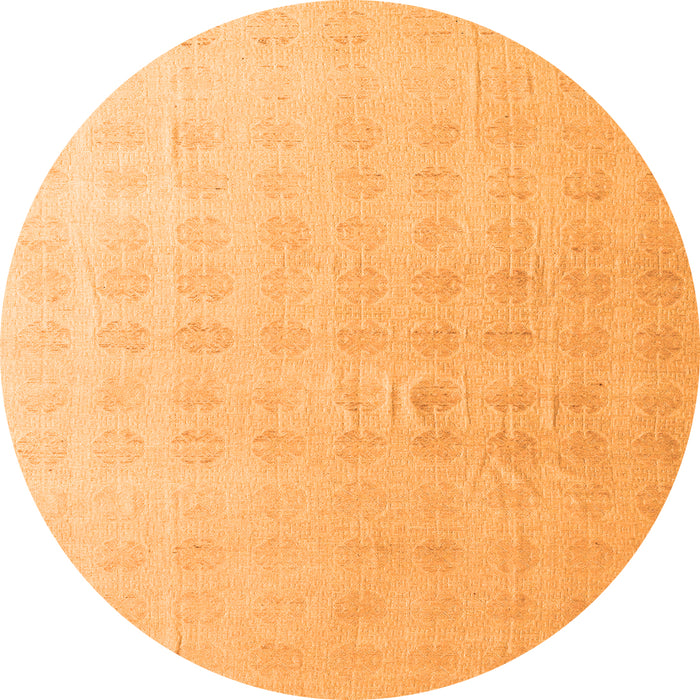 Round Machine Washable Abstract Orange Modern Area Rugs, wshabs4879org