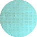 Round Machine Washable Abstract Light Blue Modern Rug, wshabs4879lblu