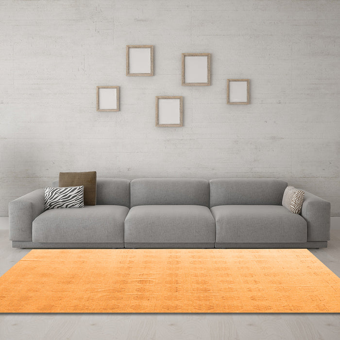 Machine Washable Abstract Orange Modern Area Rugs in a Living Room, wshabs4879org