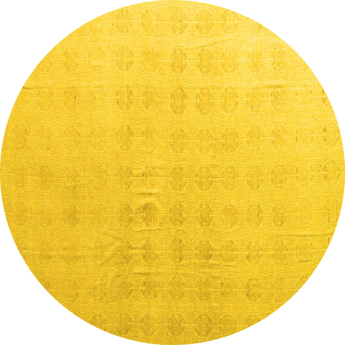 Round Machine Washable Abstract Yellow Modern Rug, wshabs4879yw