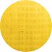 Round Machine Washable Abstract Yellow Modern Rug, wshabs4879yw