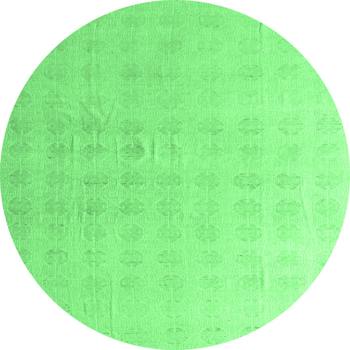 Round Abstract Emerald Green Modern Rug, abs4879emgrn