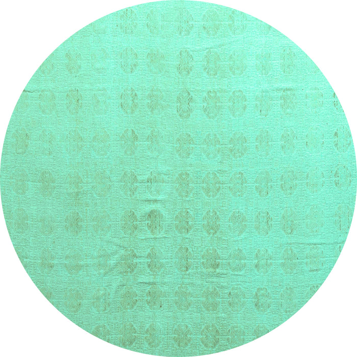Round Abstract Turquoise Modern Rug, abs4879turq