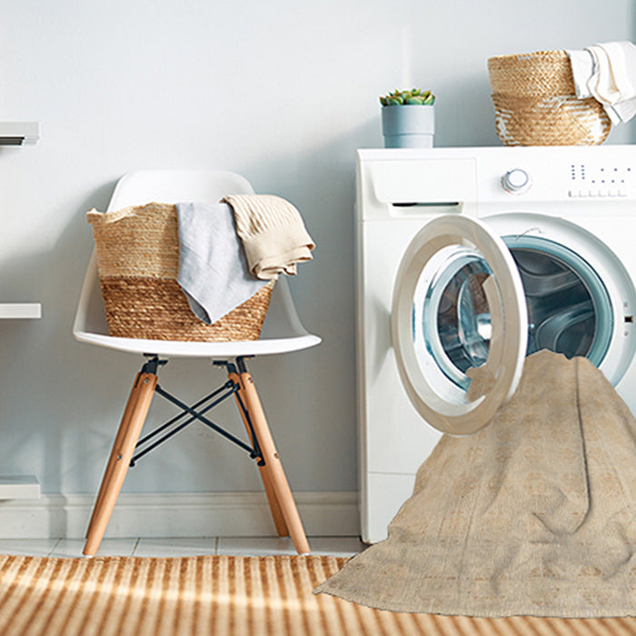 Machine Washable Abstract Pastel Orange Rug in a Washing Machine, wshabs4879