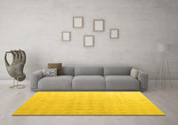 Machine Washable Abstract Yellow Modern Rug, wshabs4879yw