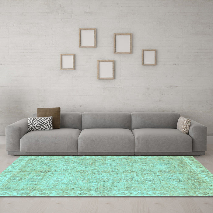 Machine Washable Abstract Light Blue Modern Rug in a Living Room, wshabs487lblu
