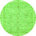 Round Abstract Green Modern Rug, abs487grn