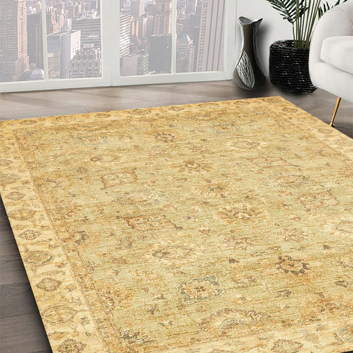Machine Washable Abstract Yellow Rug in a Family Room, wshabs487