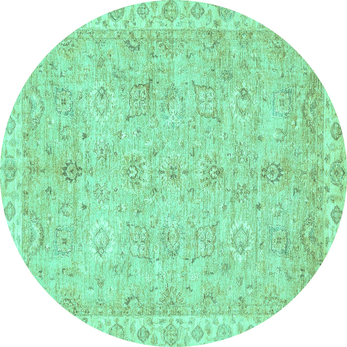 Round Machine Washable Abstract Turquoise Modern Area Rugs, wshabs487turq