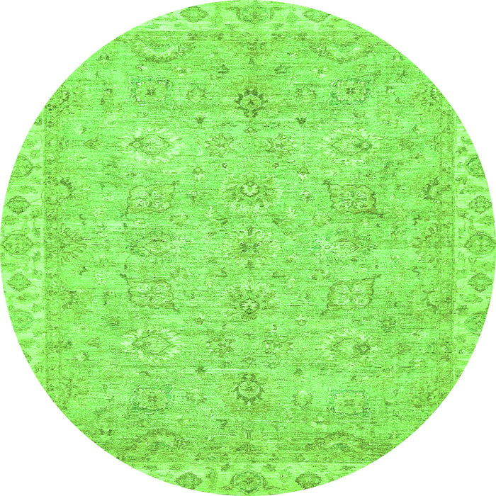 Round Machine Washable Abstract Green Modern Area Rugs, wshabs487grn
