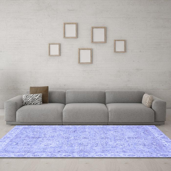 Machine Washable Abstract Blue Modern Rug in a Living Room, wshabs487blu