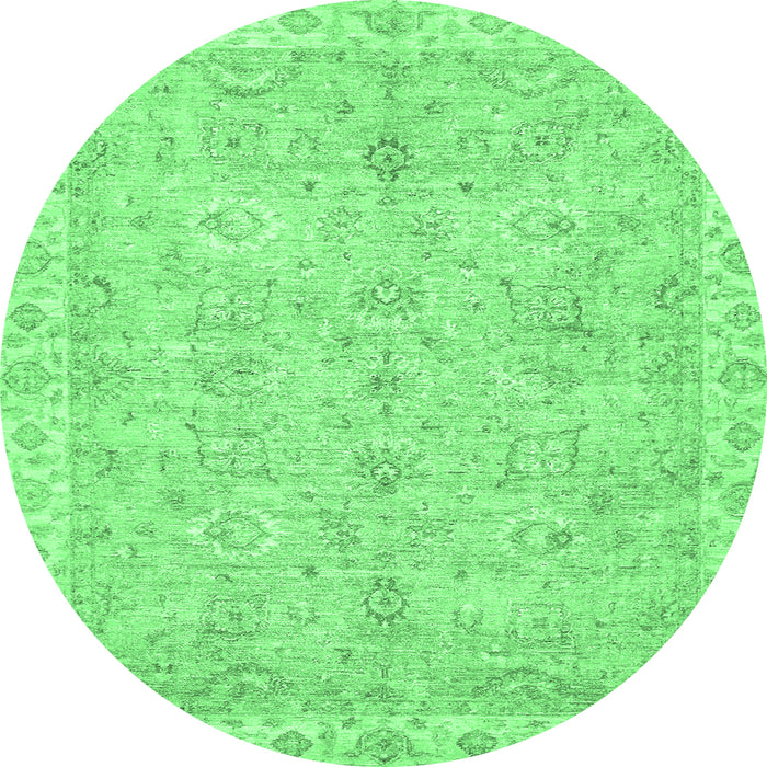 Round Abstract Emerald Green Modern Rug, abs487emgrn