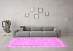 Machine Washable Abstract Purple Modern Area Rugs in a Living Room, wshabs487pur
