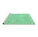 Sideview of Machine Washable Abstract Turquoise Modern Area Rugs, wshabs487turq