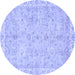 Round Abstract Blue Modern Rug, abs487blu