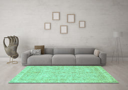 Machine Washable Abstract Turquoise Modern Area Rugs in a Living Room,, wshabs487turq