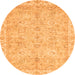 Round Machine Washable Abstract Orange Modern Area Rugs, wshabs487org