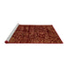 Sideview of Machine Washable Abstract Red Rug, wshabs488