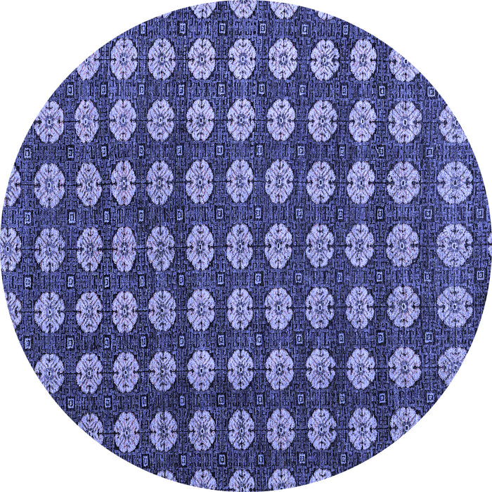 Round Abstract Blue Modern Rug, abs4880blu