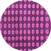 Round Machine Washable Abstract Pink Modern Rug, wshabs4880pnk