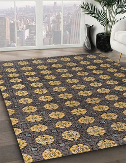 Abstract Orange Brown Modern Rug in Family Room, abs4880