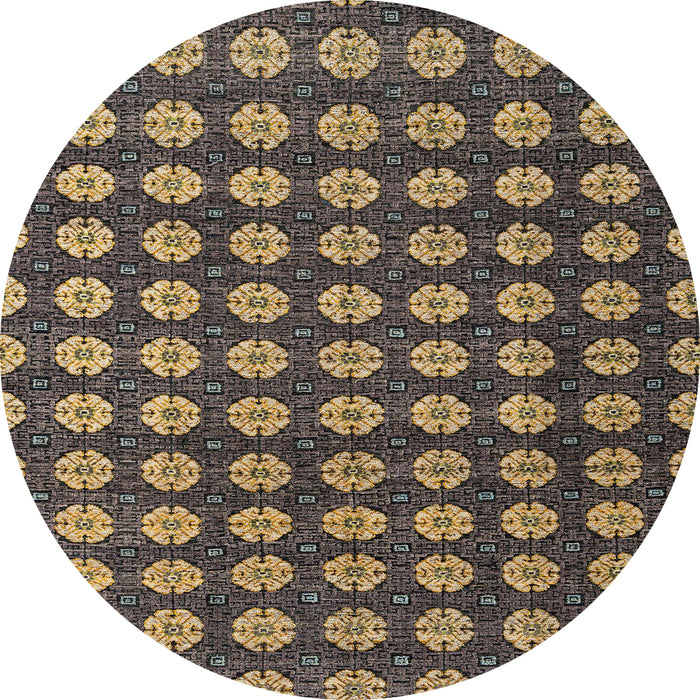 Round Machine Washable Abstract Orange Brown Rug, wshabs4880