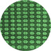 Round Machine Washable Abstract Emerald Green Modern Area Rugs, wshabs4880emgrn