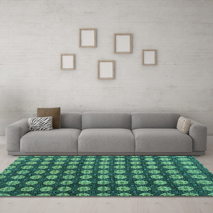 Machine Washable Abstract Turquoise Modern Area Rugs in a Living Room,, wshabs4880turq