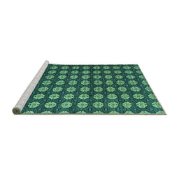 Sideview of Machine Washable Abstract Turquoise Modern Area Rugs, wshabs4880turq