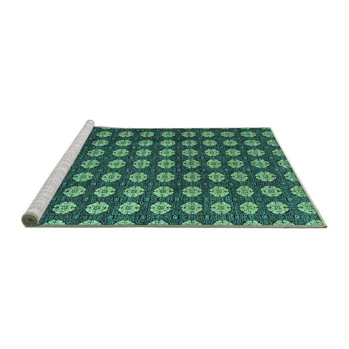 Sideview of Machine Washable Abstract Turquoise Modern Area Rugs, wshabs4880turq