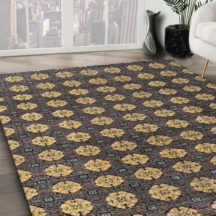 Abstract Orange Brown Modern Rug in Family Room, abs4880