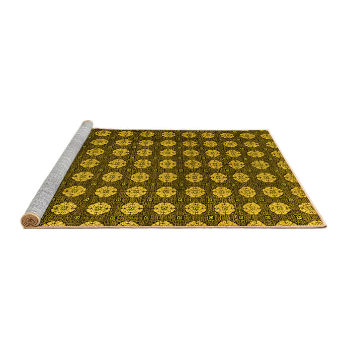 Sideview of Machine Washable Abstract Yellow Modern Rug, wshabs4880yw