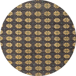Round Abstract Orange Brown Modern Rug, abs4880