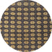 Round Abstract Orange Brown Modern Rug, abs4880